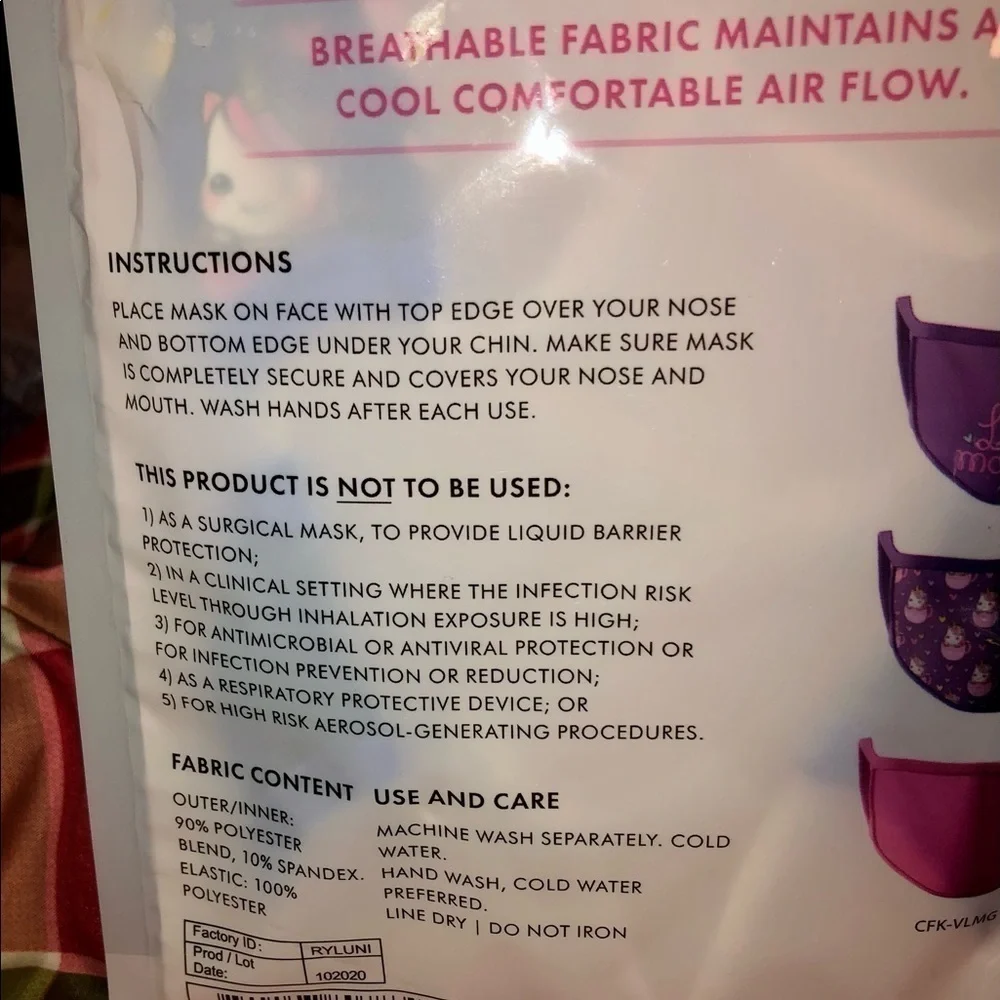 Love Bug kids face masks New! 3 pack
